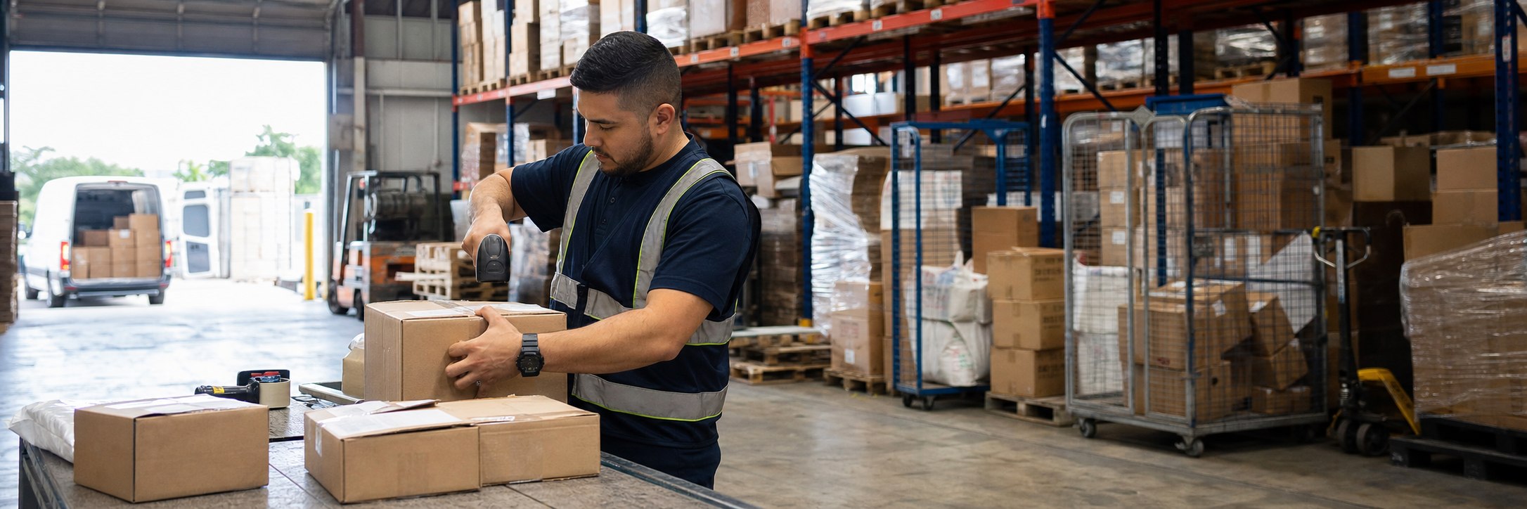 Recepción de paquetes en bodega de Miami